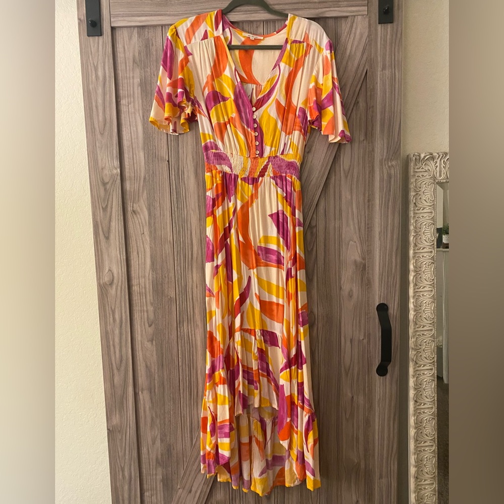 Abel the label Flutter sleeve high low dress